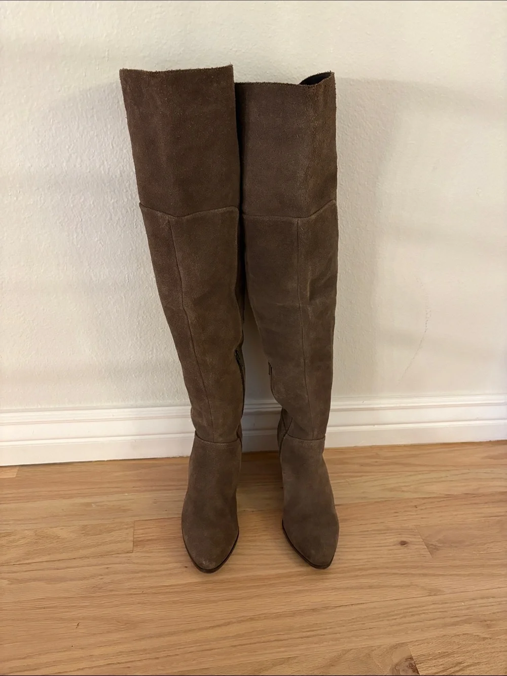 Aldo Lace Up Women's Over-the-Knee Suede Boots in Taupe